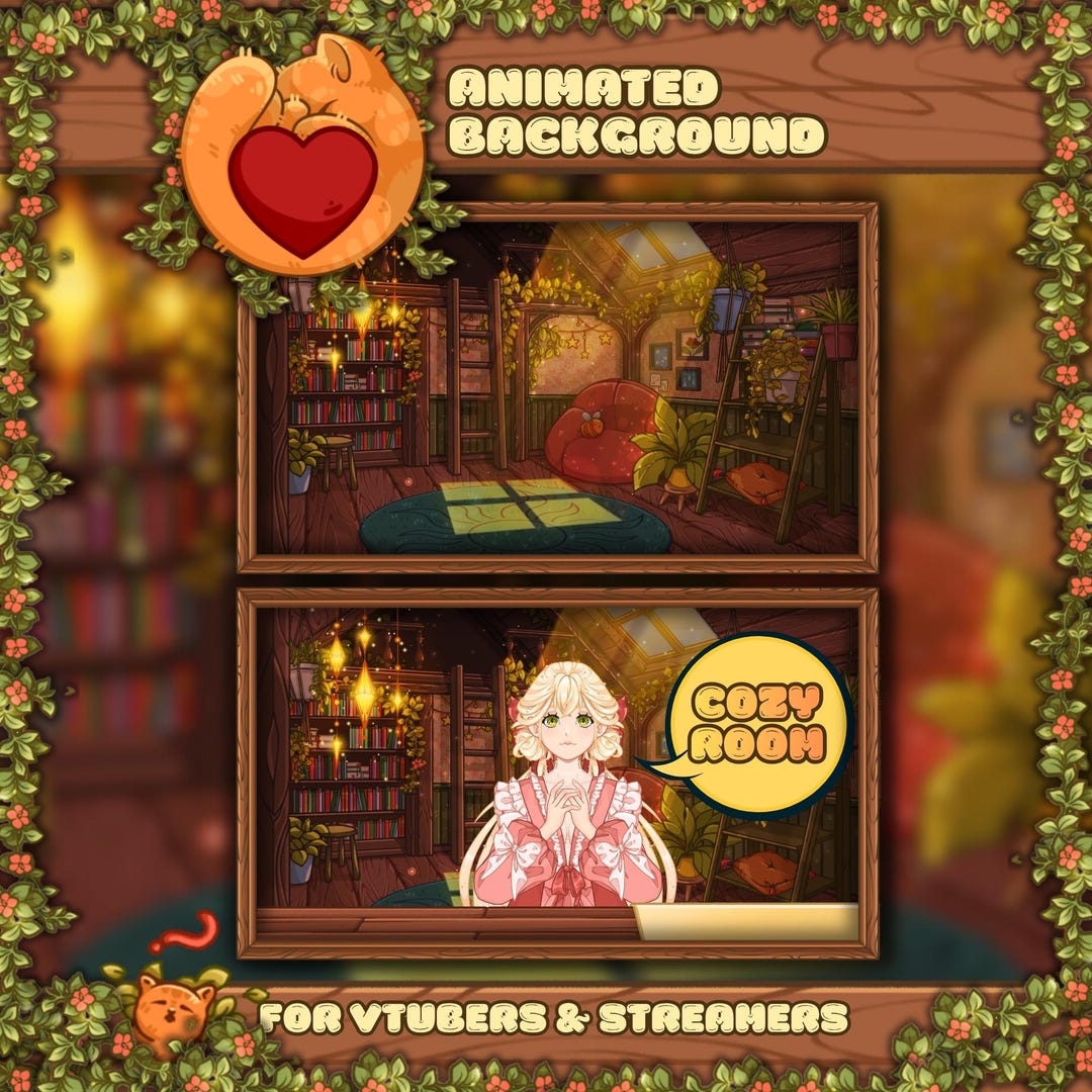 Cozy Room Animated Background for Vtuber | Lofi Streaming Overlay ...