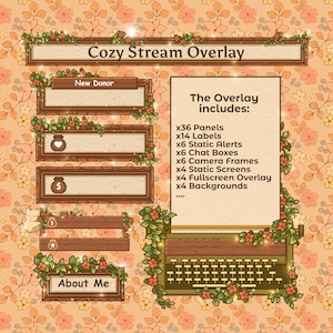 Cozy Stream Overlay, Twhitch Overlay, Youtube Overlay, twitch panels, twitch alerts, twitch package, stream overlays, twitch overlay cozy.