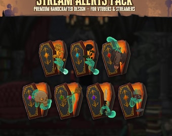 Halloween Twitch Alerts: Cute Gothic Coffin Set for OBS & StreamElements