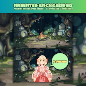Animated VTuber Background: Cozy Campfire in Enchanted Forest