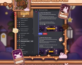 Serveur Discord Cozy Bunny Café entièrement configuré | Modèle de café | Serveur communautaire prédéfini | Compatible avec les jeux et VTuber | Livraison instantanée