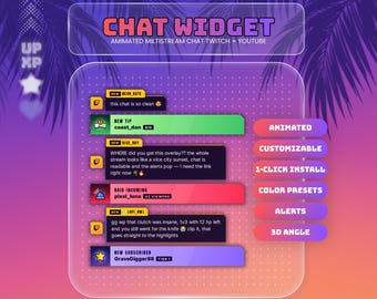 Vertical Twitch Chat Overlay | Retro Neon City Theme | StreamElements Widget