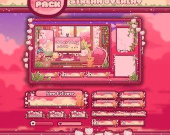 Animated Twitch Overlay - Cozy Pink Lofi Stream Pack