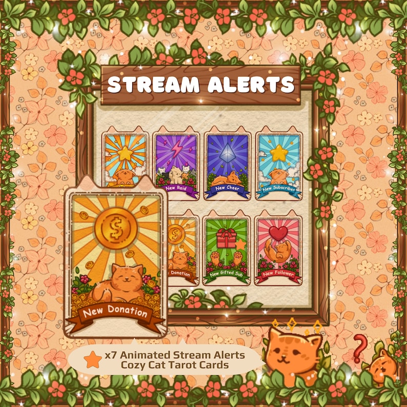 Twitch overlay package Cozy stream overlay Cat twitch panels Animated twitch overlays bundle Yellow stream pack twitch overlay animated