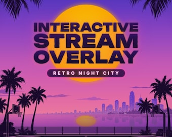 Animated Stream Overlay Pack | Retro Miami City | Interactive StreamElements Widget