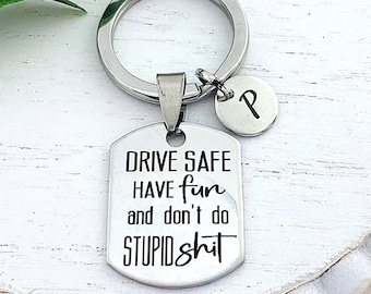 Anlive Drive Safe Keychain Gift For Son Or Daughter From Mother - Stainless Steel New Driver Gift Keyring