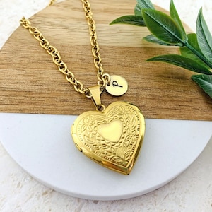 Gold Locket Necklace, Heart Locket, Photo | Picture Locket Pendant, Personalized Gift, Christmas Gift For Her, Girlfriend | Mom Gift