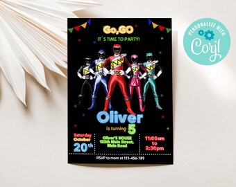 Power Rangers Birthday Invitation Power Rangers Invite Printable Rangers Invite, Ninja Evite ...