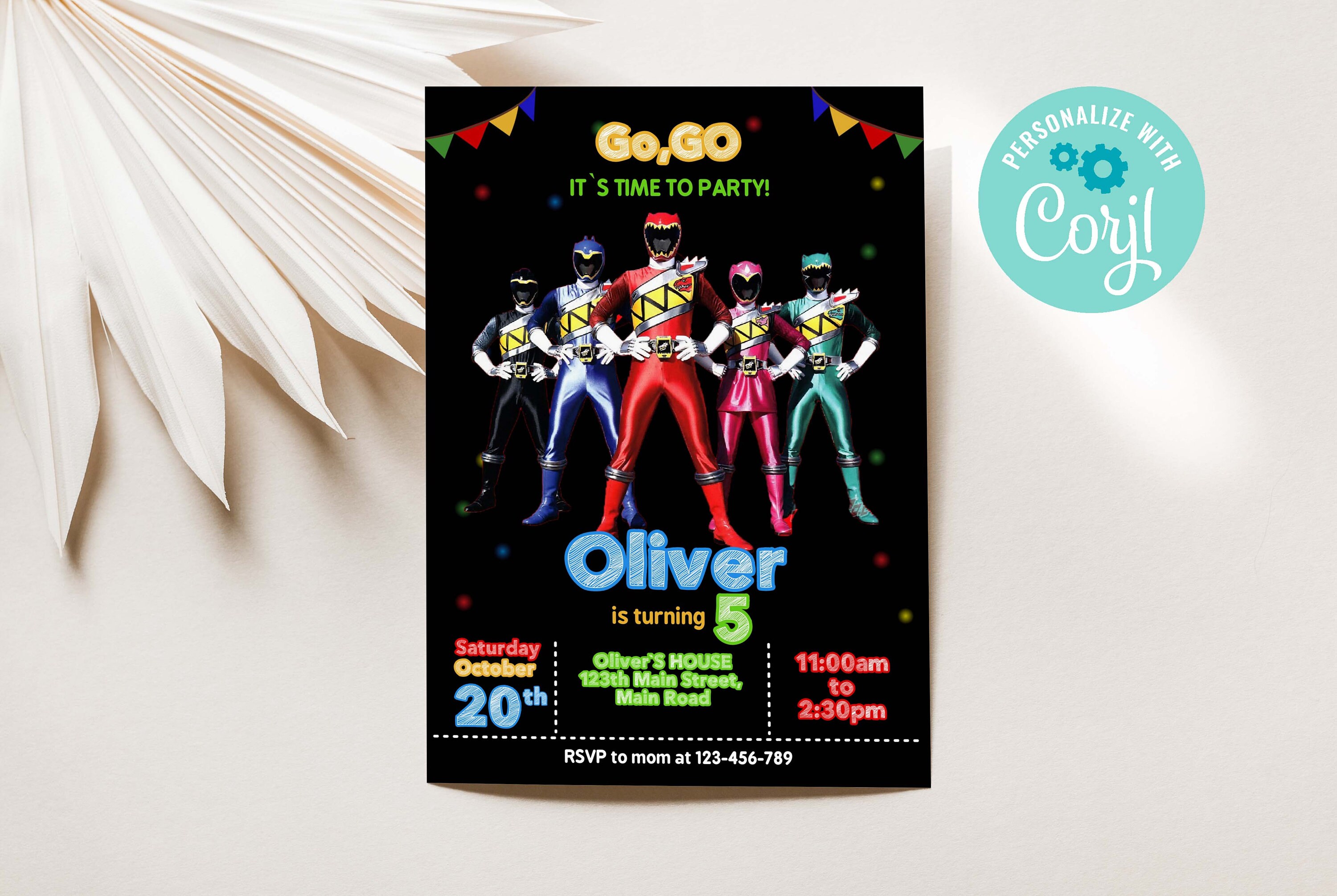 Power Rangers Birthday Invitation Power Rangers Invite Printable Power Rangers Party Evite Editable Template Instant Download