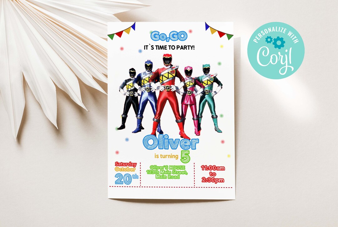 Invitación de cumpleaños de Power Rangers / Invitación de Power Rangers ...