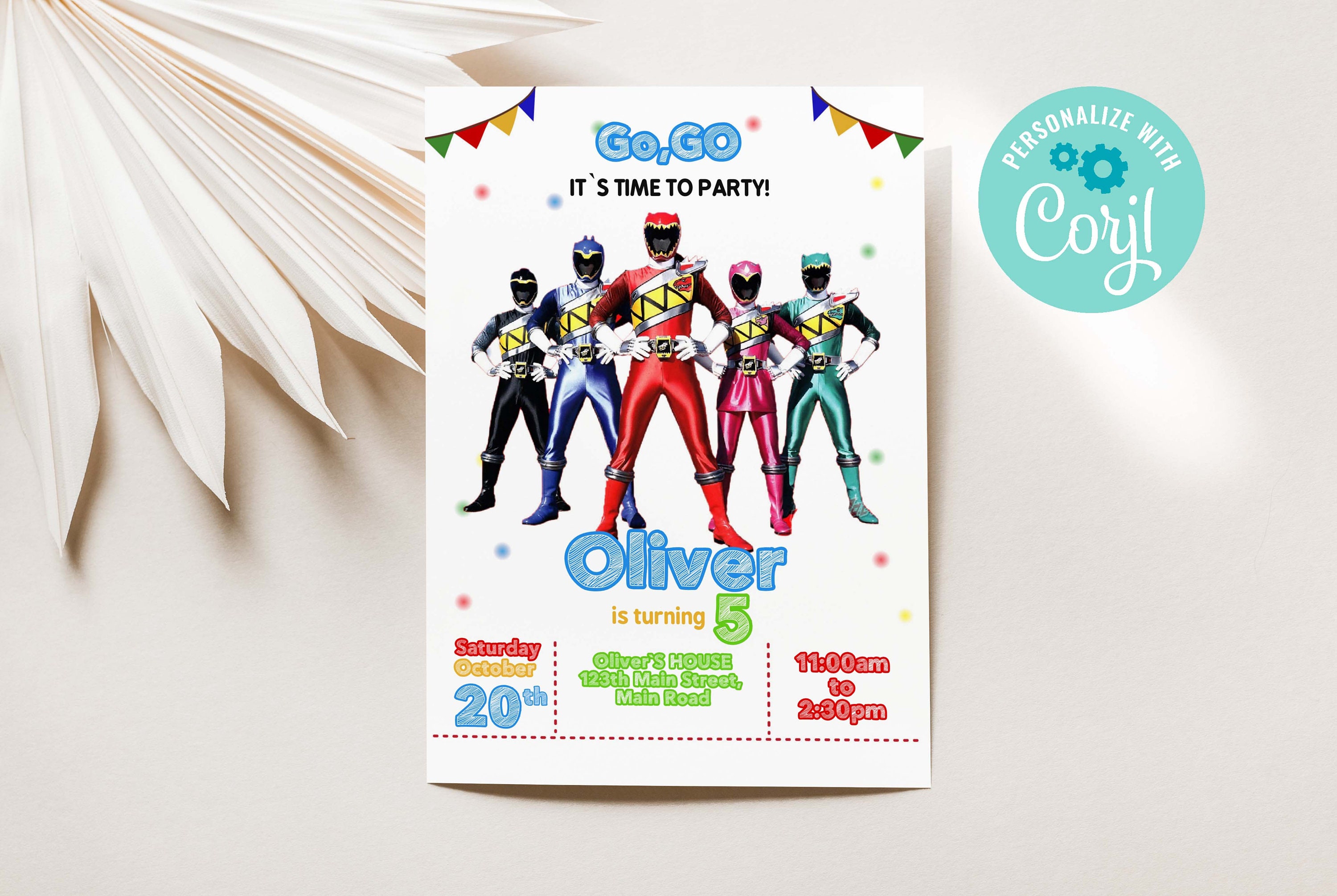 Power Rangers Birthday Invitation Power Rangers Invite Printable Power Rangers Party Evite Editable Template Instant Download