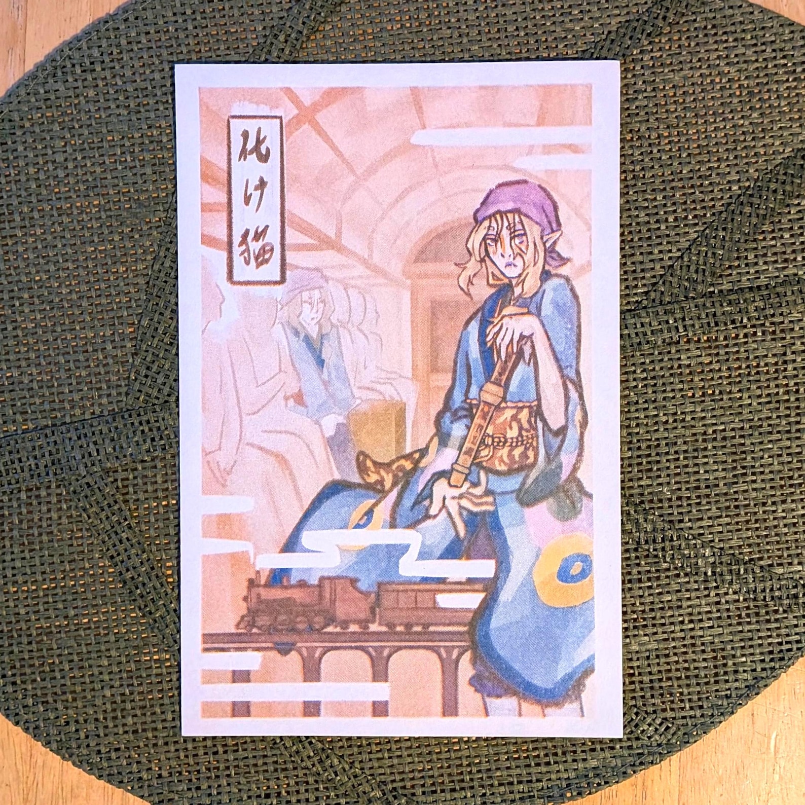 Mononoke risograph print 5" x 8": Bakeneko arc