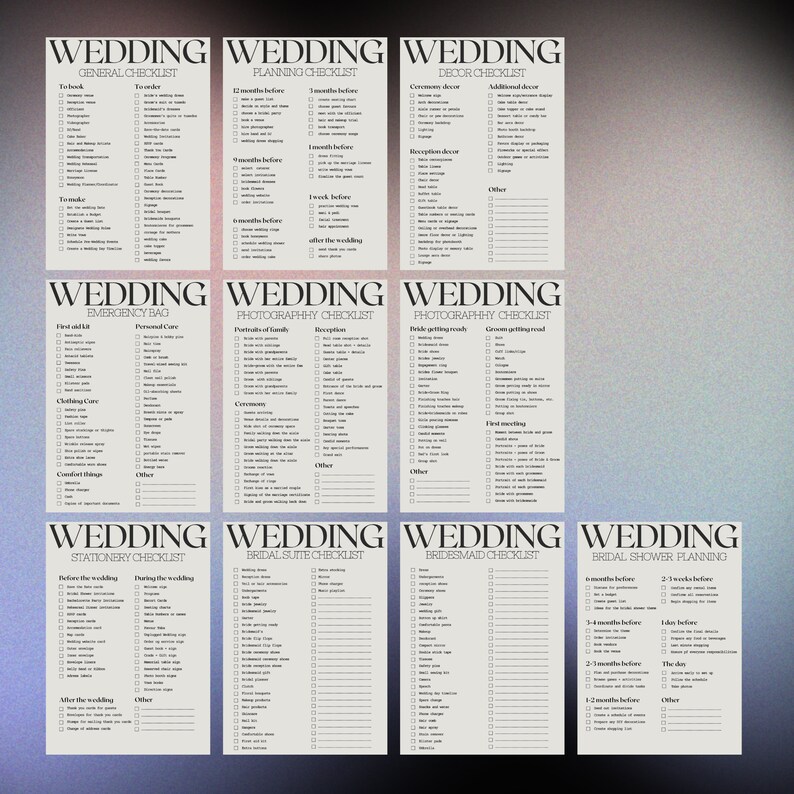 Wedding Checklist Template & Printable Planning Checklist Wedding to Do ...