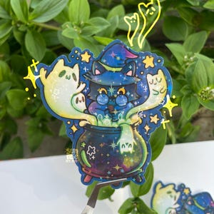 Cauldron Cat | Die-Cut Vinyl Sticker | Cute Cat Sticker