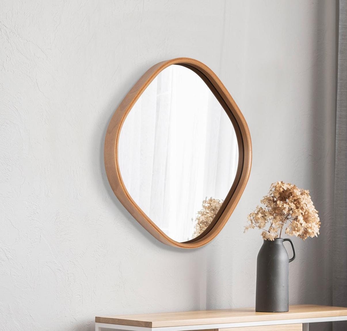 Square Mirror/ Wood Framed Bathroom Mirror/ Handmade Wood Square Mirror ...
