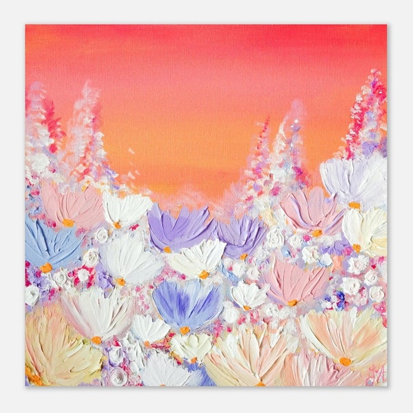 Pastel wildflowers - floral acrylic painting - premium paper poster