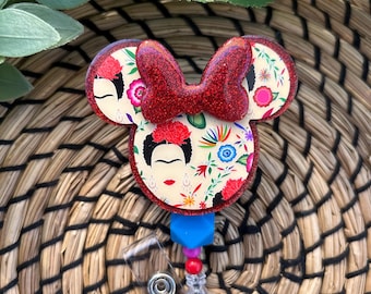 Frida Badge Reels/Latino Badge Reels/Hispanic Badge Reels/Nurse Gifts/Small Gifts/Nurse Badge Reels/Reels/Badge Reels/Glitter Badge Reels