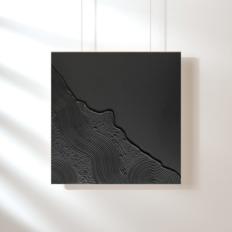 Black 3D texture painting abstract mural structure picture abstract image art image 9