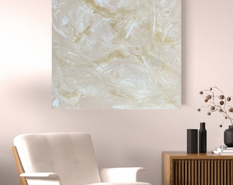 Structured image abstract picture art painting gold beige pink wall decoration 50 x 50 cm