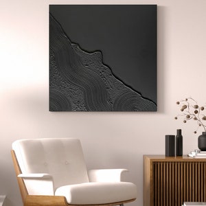 Black 3D texture painting abstract mural structure picture abstract image art image 1