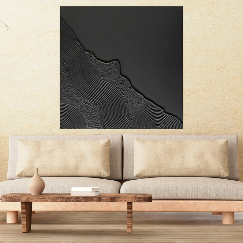 Black 3D texture painting abstract mural structure picture abstract image art image 5