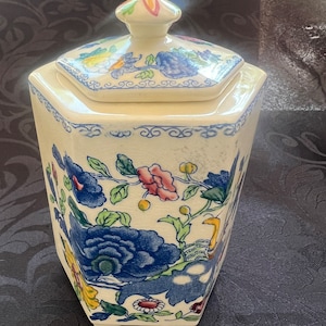 Rare Vintage Masons Regency Plantation Colonial Ming Jar , Masons Tea Caddy, regency plantation, home decor