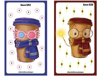Magic School Coffee Cups - Set of 4 - Mini Savings Challenges - Digital Download - Instant