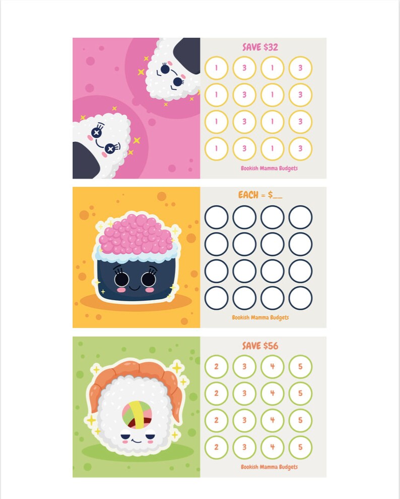 Sushi Party - Savings Challenge - DIGITAL DOWNLOAD - Etsy