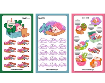 Snail Mail - Set of 3 - Laminated Mini Savings Challenge - Physical Product