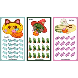 Kawaii Pumpkin Saving Challenge: Laminated A6 Mini Set of 3