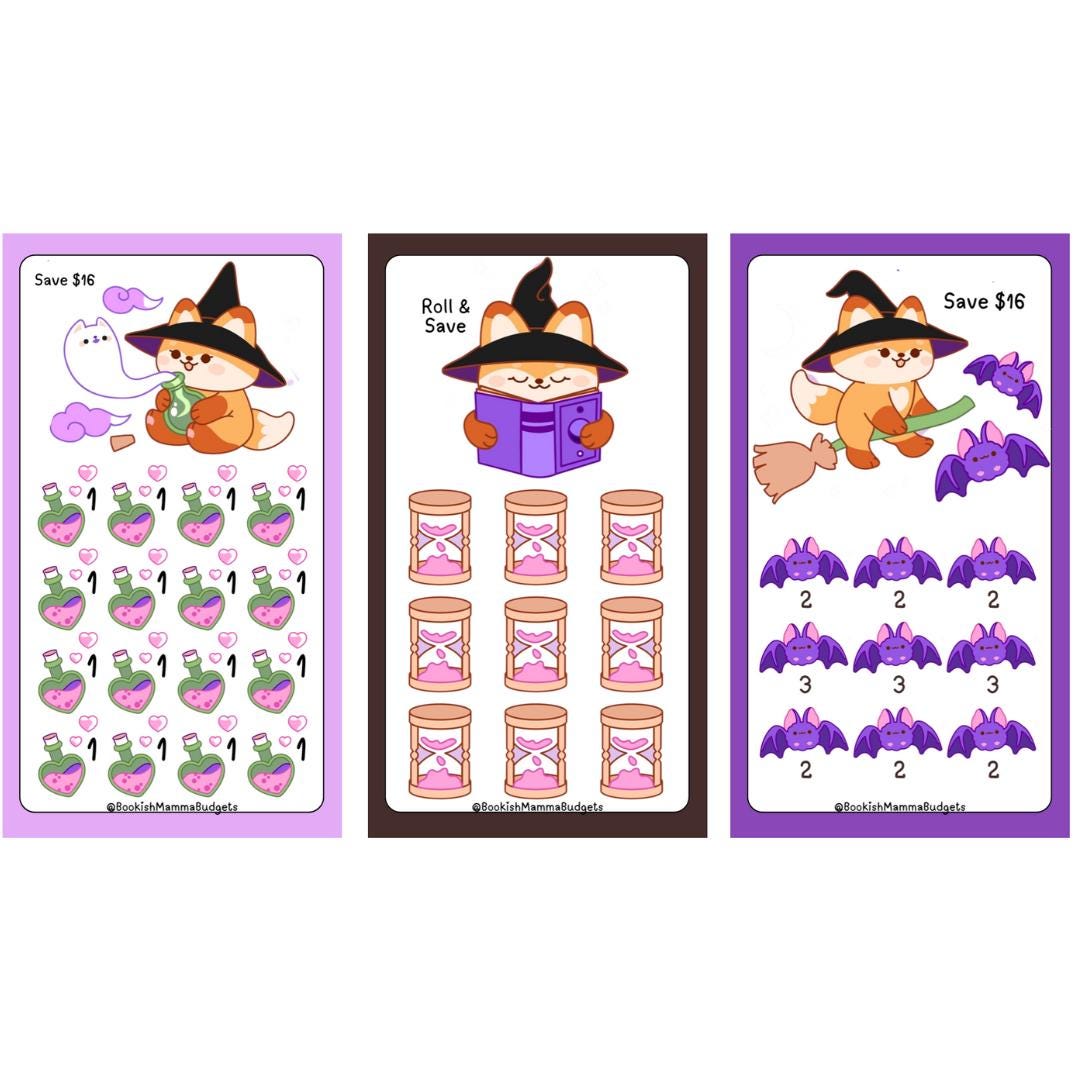 Red Panda Halloween - Set of 3 Mini Challenges - DIGITAL DOWNLOAD - Savings challenge