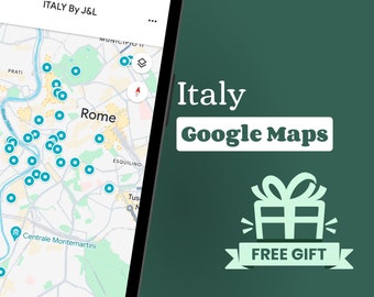 Italy Digital Travel Map for Google Maps | Location Pins Italy Itinerary with Travel Map | Digital Travel Itinerary Italy Mobile Itinerary