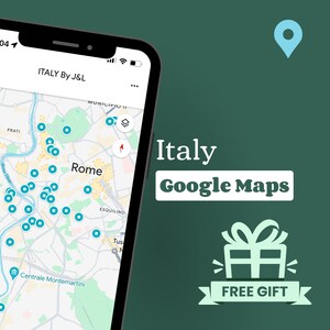 Digitale reiskaart van Italië voor Google Maps | Locatiepins Italië reisplan met reiskaart | Digitaal reisplan Italië Mobiel reisplan