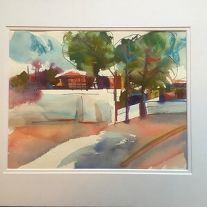 Pittura ad acquerello originale Summer Street