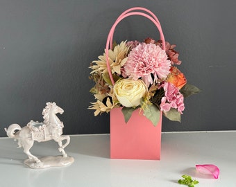 Mini-Blumenstrauß, rosa, modisch, für Hochzeit, Brautparty, Brautjungfern-Blumenstrauß, Hochzeits-Mittelstück, Inselständer, personalisieren Sie den Namen auf dem Mittelstück