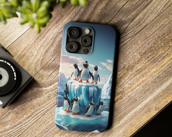 Slim Phone Cases, penguins iPhone case, iPhone cases, colorful arctic landscape with penguins case for iPhone,