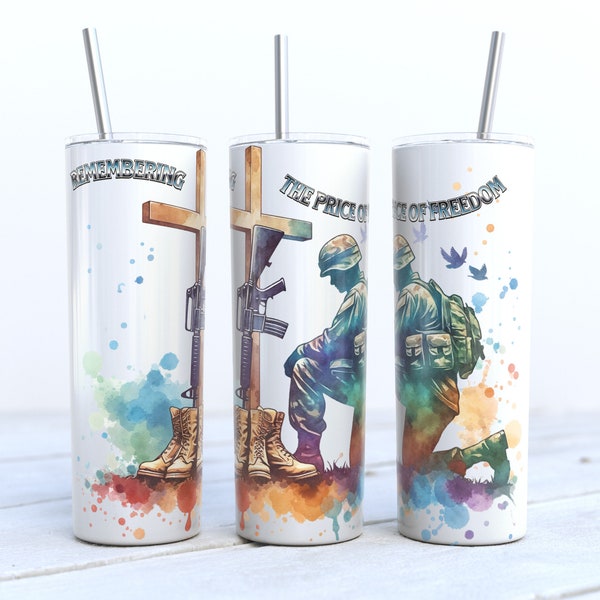 Memorial Day 20oz Skinny Tumbler Sublimation Design Digital Download PNG Instant DIGITAL ONLY, Tumbler, Memorial Day tumbler Wrap Gift