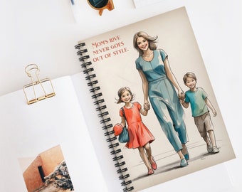 Mom Gift Spiral Notebook - Ruled Line, Mom Y2K Minimalist Sketch, Mom Notebook Gif, Mother's Day Gift,