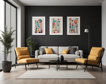Bauhaus Wall Art Printable download, Bauhaus Minimalist Shapes Wall Art digital, Bauhaus Colorful Shapes wall art, Bauhaus Wall Art Gift