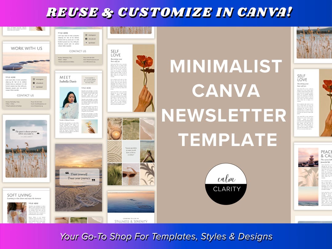 Editable Minimalist Newsletter Template, Canva Newsletter Template ...