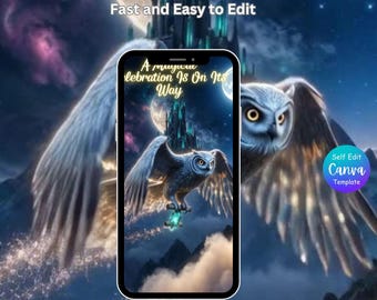 Invito video per compleanno di maghi magici, modello Canva animato, invito digitale modificabile, invito per festa della scuola di maghi con download immediato