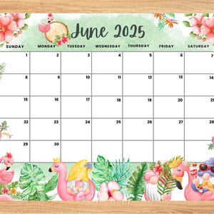 Editable June 2025 Calendar, Fun-Filled Summer with Adorable Gnomes Printable Monthly Calendar for Kids School Home Office Work