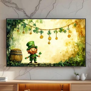 St. Patrick&#39;s Day Frame Tv Art, Clover Tv Artwork, St. Patty&#39;s Day Seasonal TV Display, Festive Shamrock Frame TV Art, TV Frame Art0020
