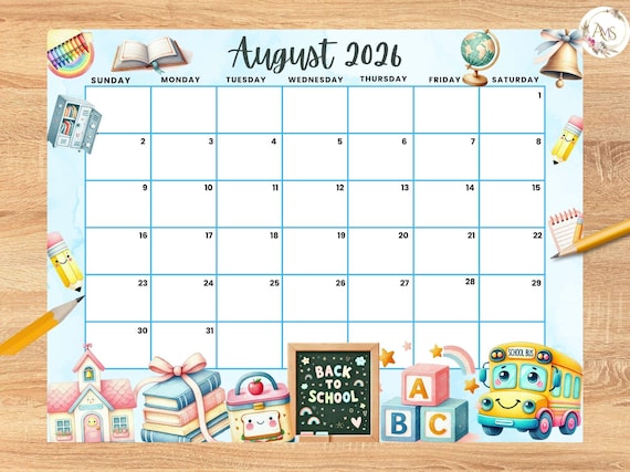 August 2026 Calendar For Planning End-Of-Summer Activities