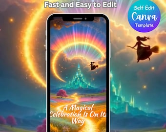 invito video per festa di compleanno malvagia / Invito modificabile per festa scolastica magica Canva / Download digitale animato