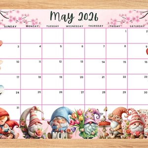 編集可能な2026年5月カレンダー、かわいい母の日プランナー、印刷可能な在宅ワークプランナー、子供のスケジュール、記入可能な2026年5月プランナー