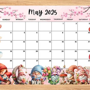 Editable May 2025 Calendar, Cute Mother&#39;s Day Planner, Printable Planner for Home Work, Kids Schedule, fillable May 2025 planner