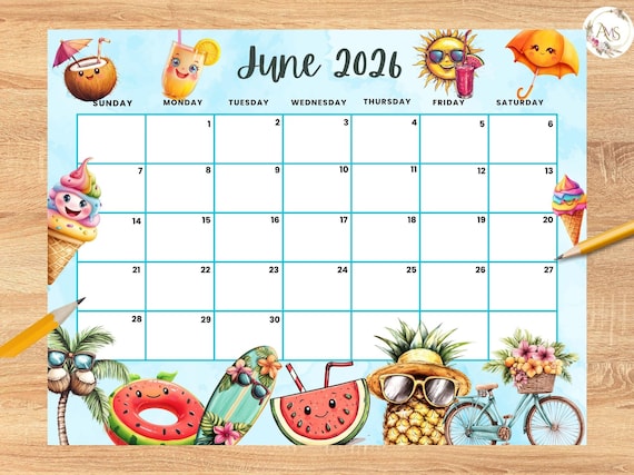 Editable June 2026 Calendar, Cute June Planner With Tropical ...
