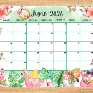 編集可能な2026年6月カレンダー、サマーノーム（印刷可能なPDF）