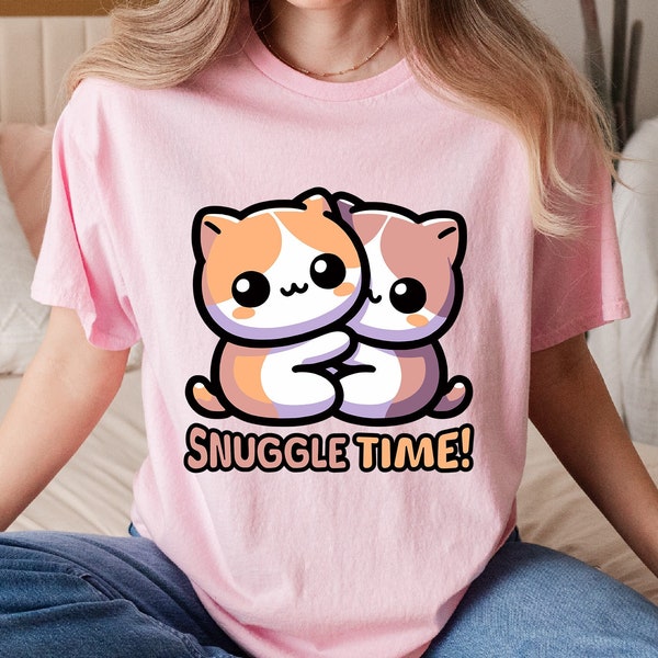 Cute Cats Snuggling Shirt, Snuggle Time Shirt, Kawaii Cats, Punny T-shirt, Funny Cuddleing Cat Shirt, Cuddle Lover, Cute Cuddling Shirts